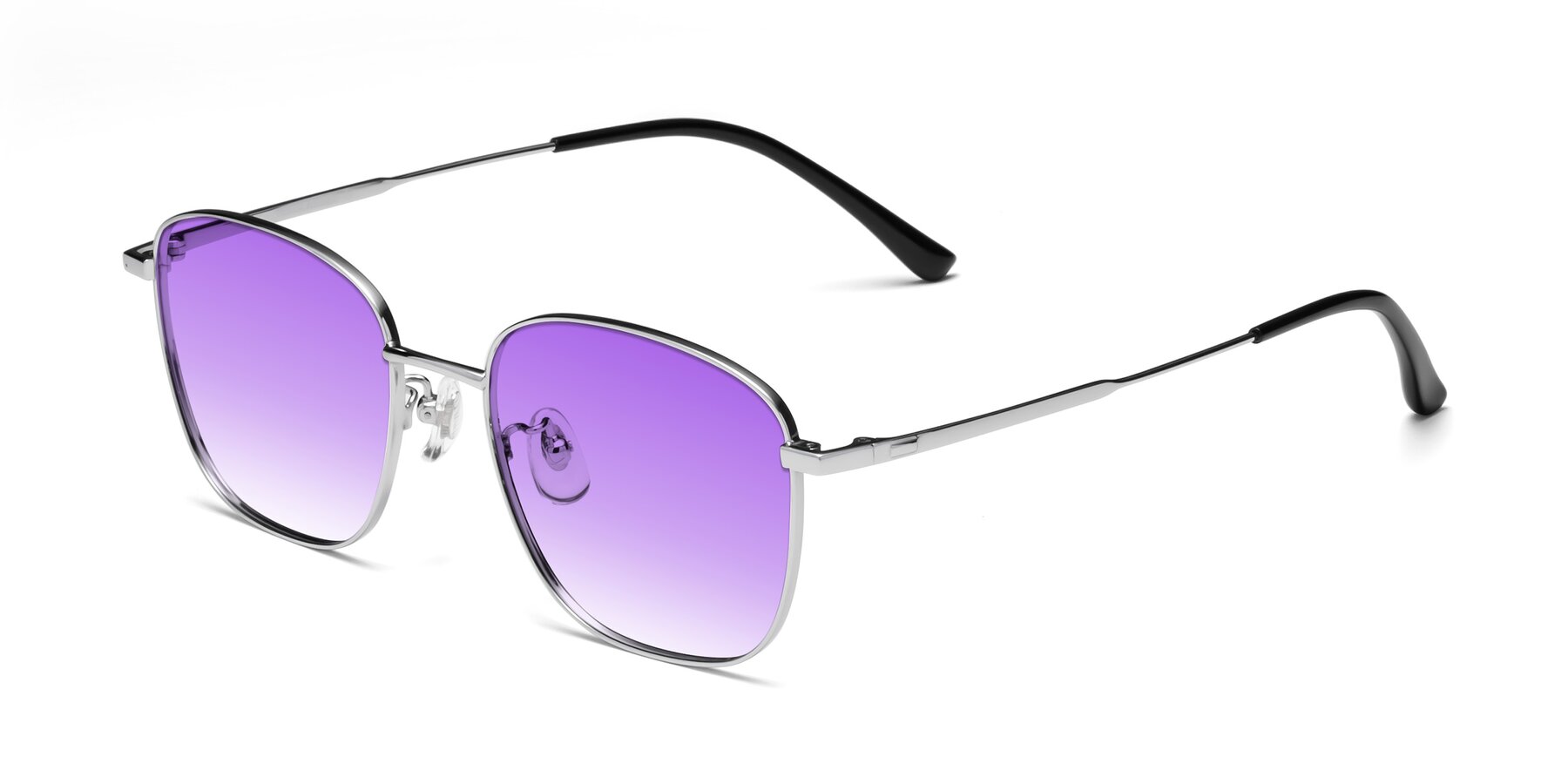 Angle of Tim in Silver with Purple Gradient Lenses