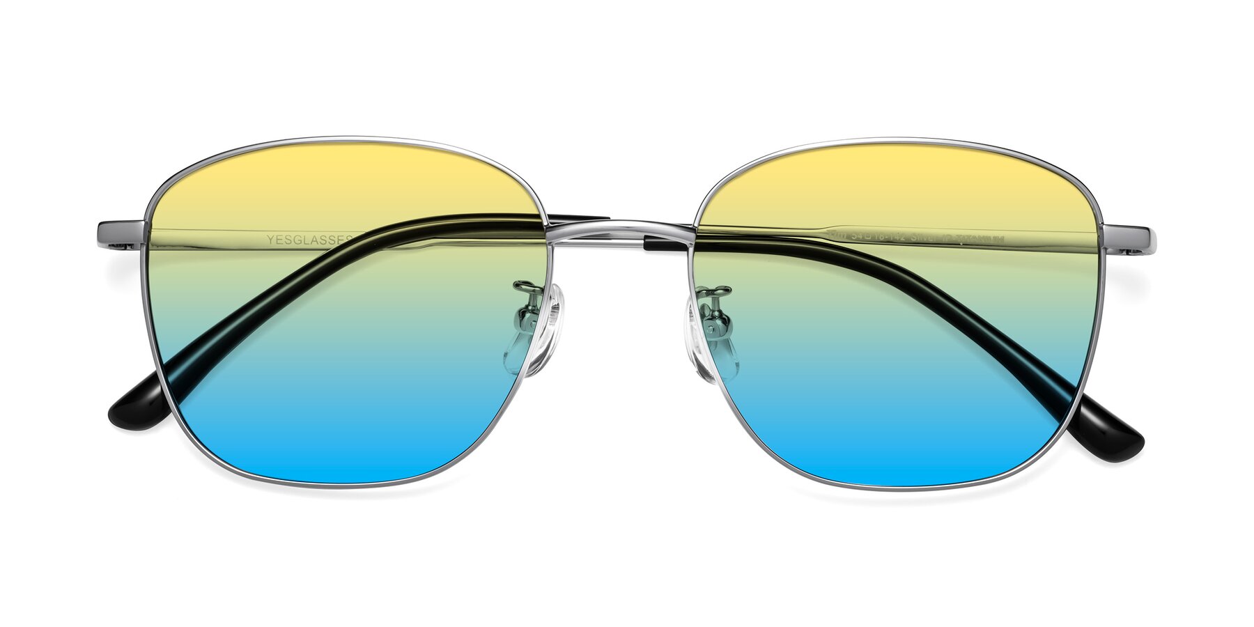 Folded Front of Tim in Silver with Yellow / Blue Gradient Lenses