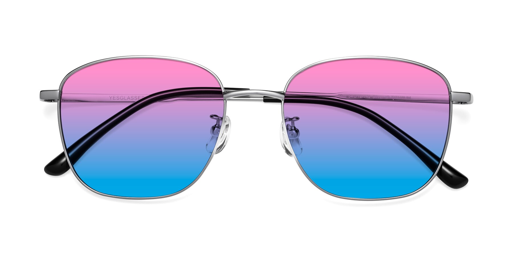 Folded Front of Tim in Silver with Pink / Blue Gradient Lenses