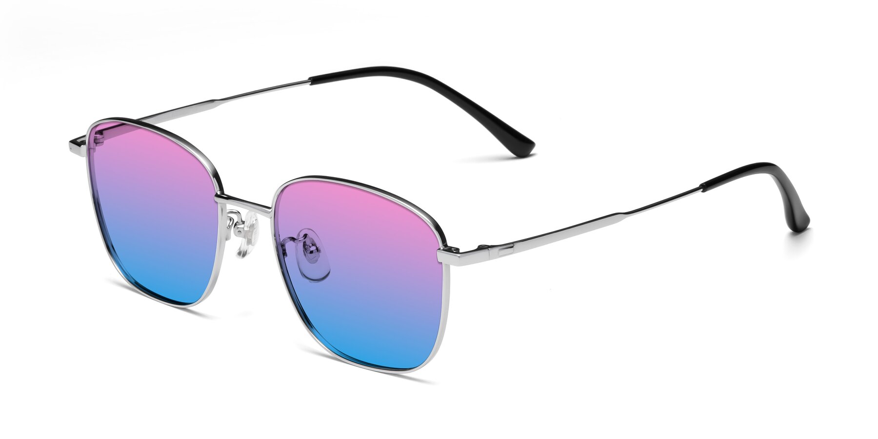 Angle of Tim in Silver with Pink / Blue Gradient Lenses