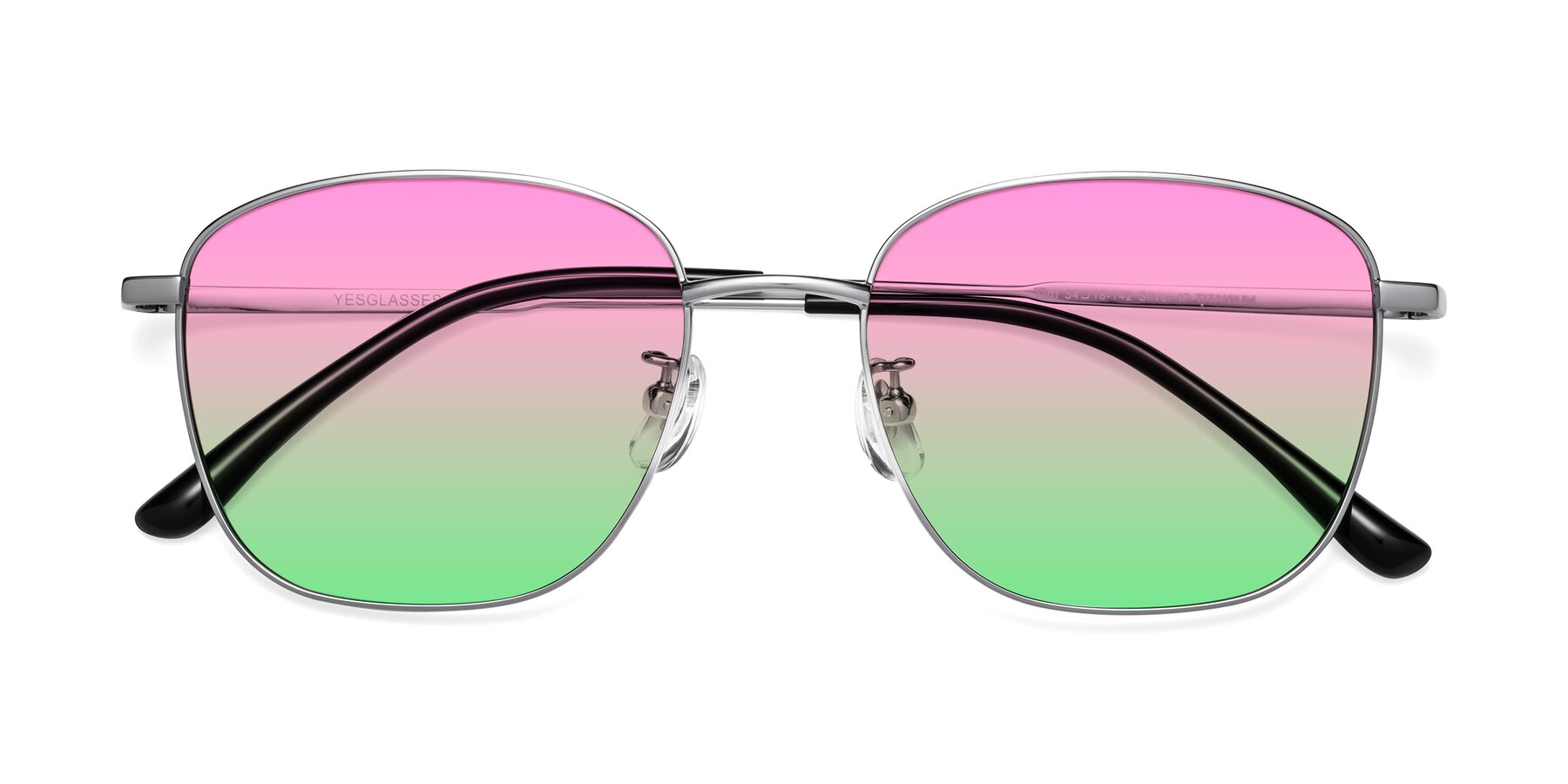 Folded Front of Tim in Silver with Pink / Green Gradient Lenses