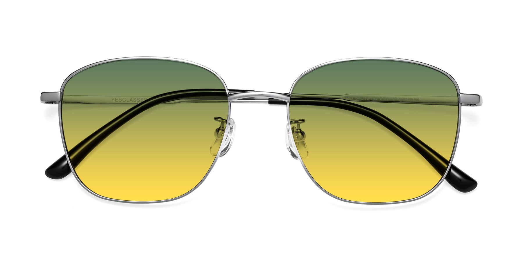 Folded Front of Tim in Silver with Green / Yellow Gradient Lenses