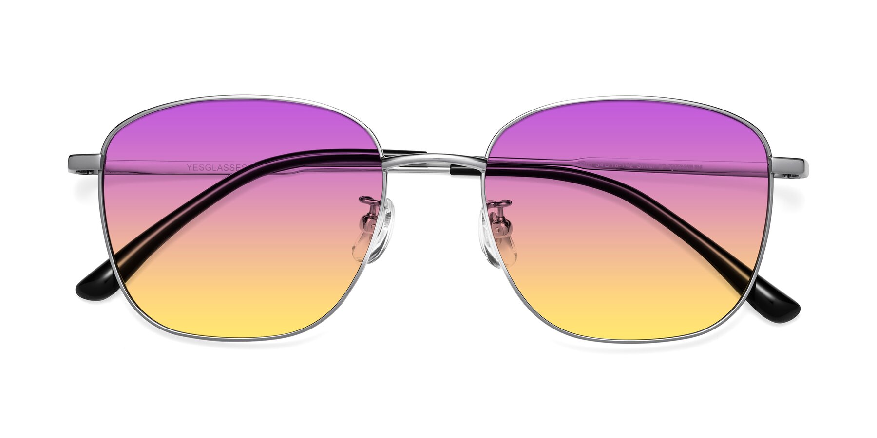 Folded Front of Tim in Silver with Purple / Yellow Gradient Lenses