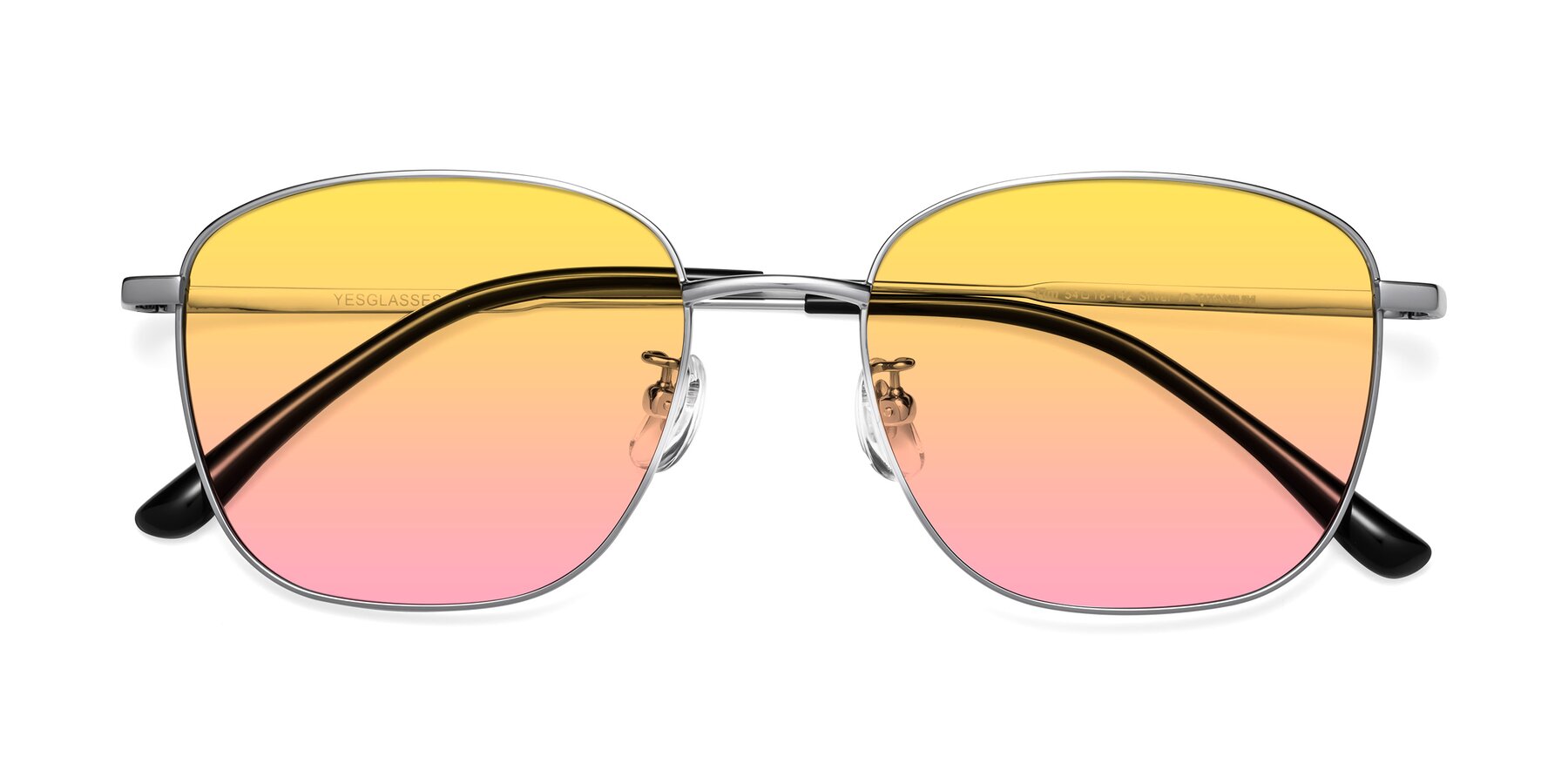 Folded Front of Tim in Silver with Yellow / Pink Gradient Lenses