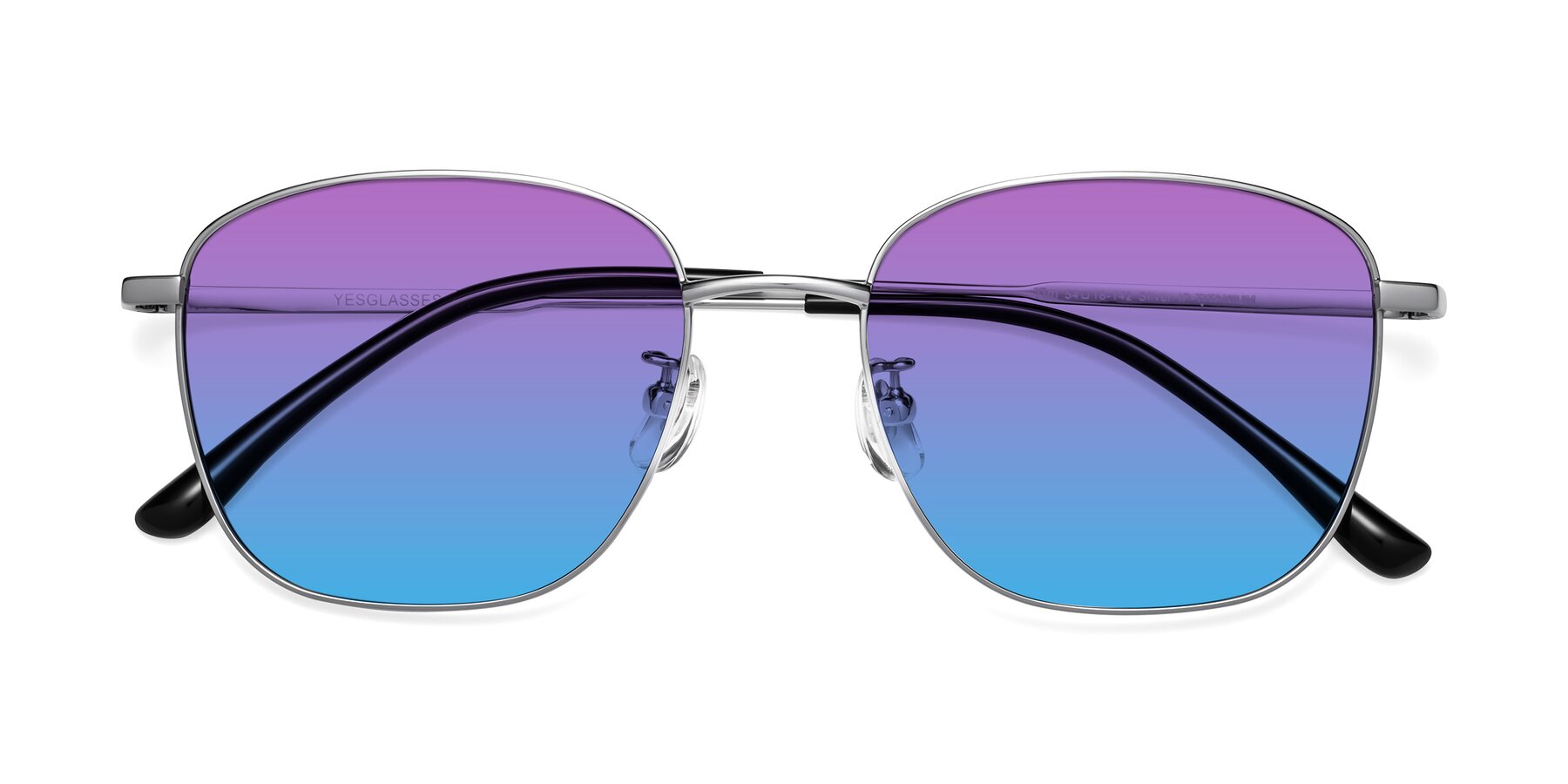 Folded Front of Tim in Silver with Purple / Blue Gradient Lenses