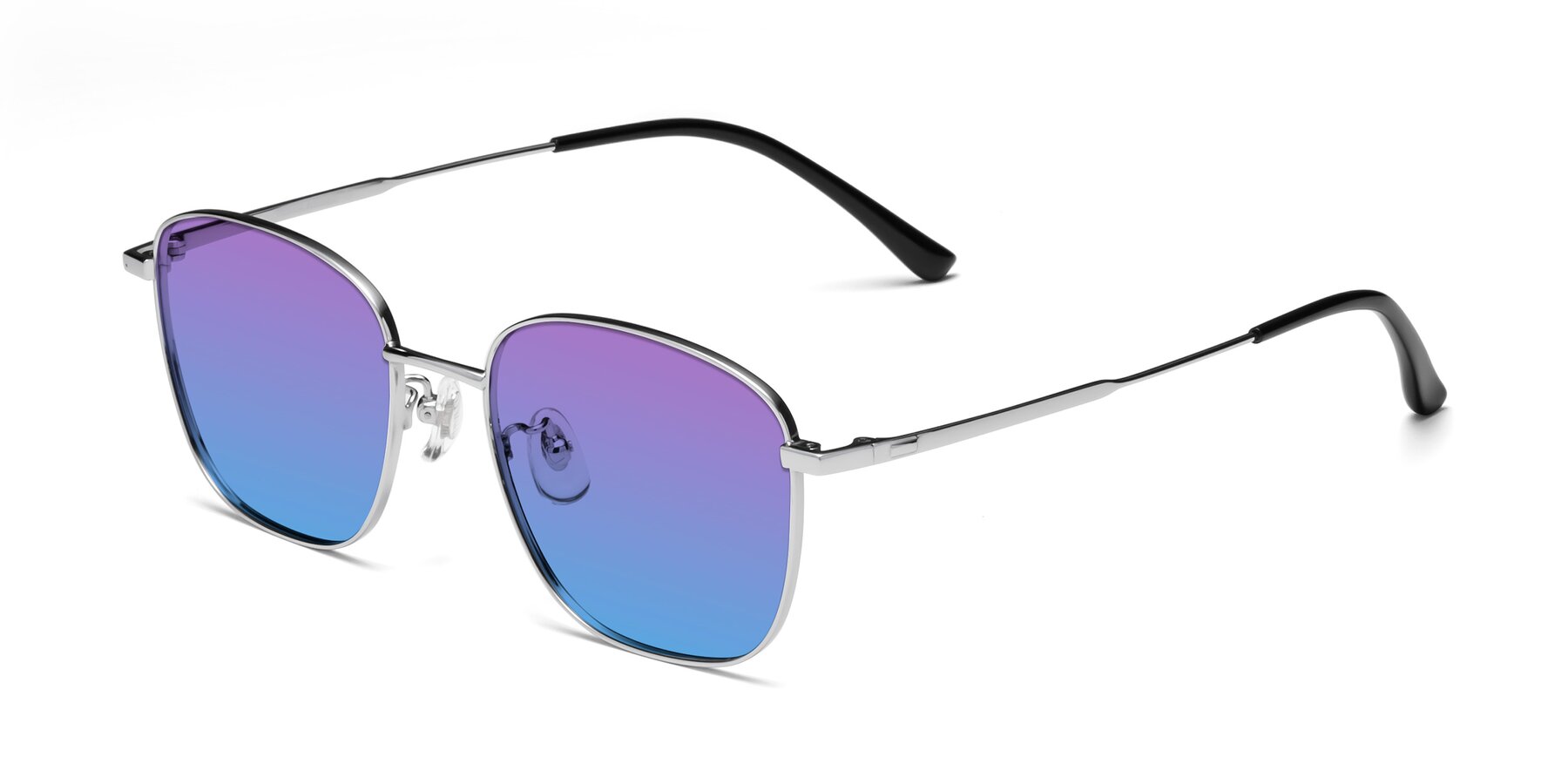 Angle of Tim in Silver with Purple / Blue Gradient Lenses