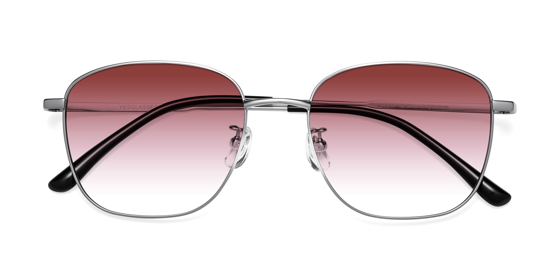 Folded Front of Tim in Silver with Garnet Gradient Lenses