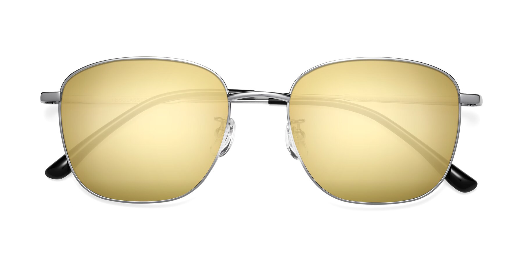 Folded Front of Tim in Silver with Gold Mirrored Lenses
