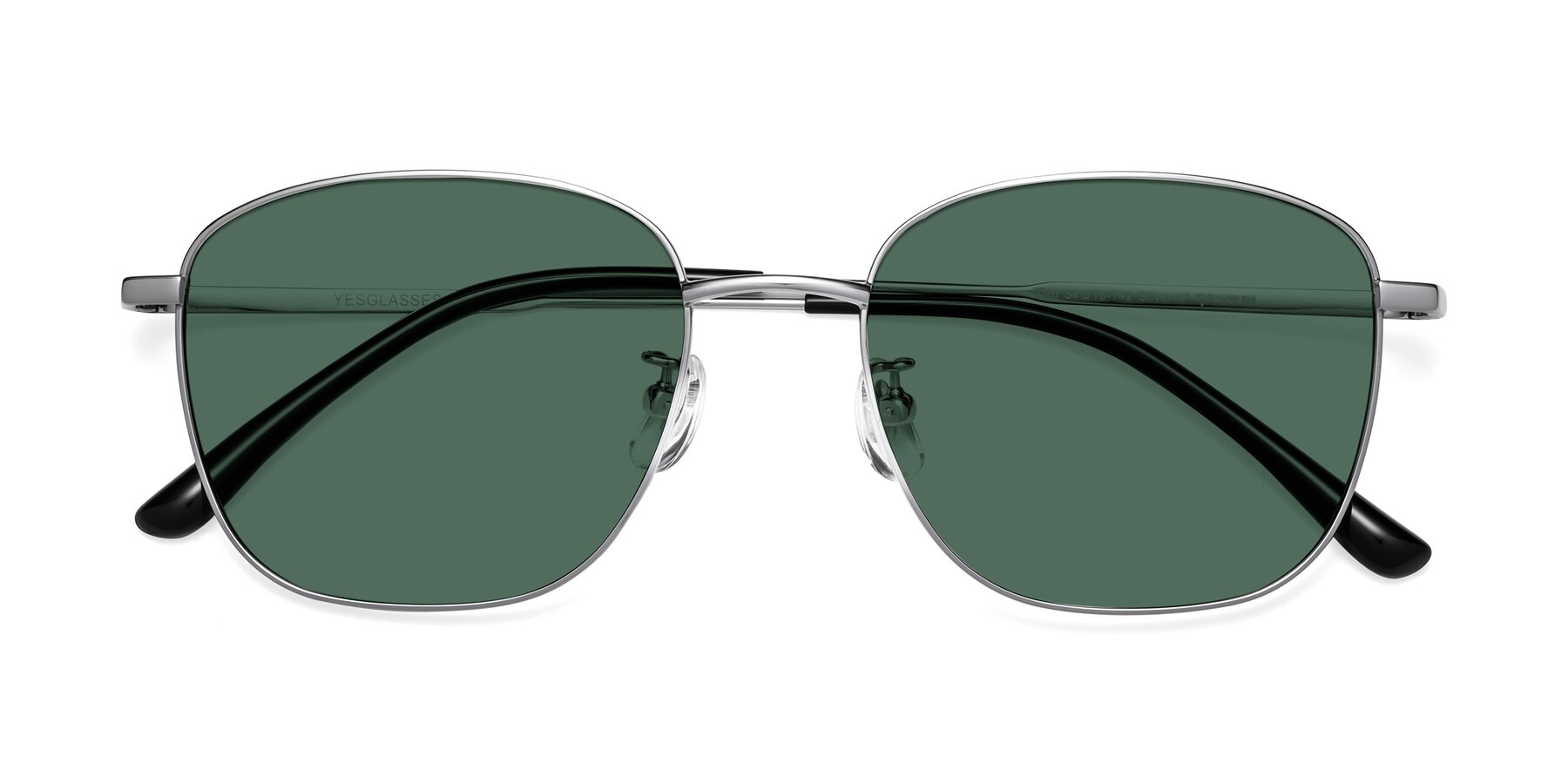 Folded Front of Tim in Silver with Green Polarized Lenses