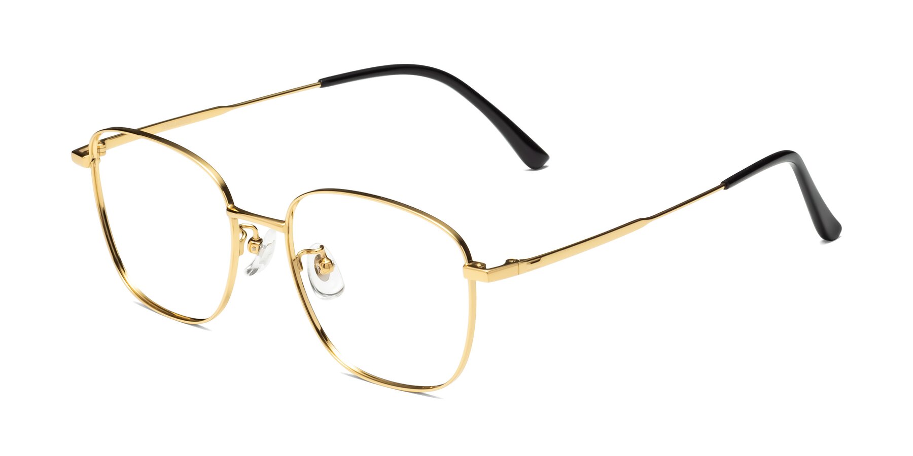 Angle of Tim in Gold with Clear Reading Eyeglass Lenses