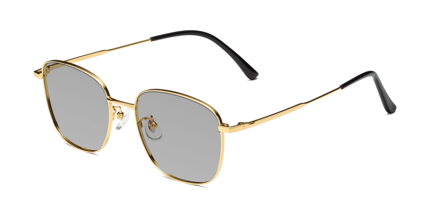 Angle of Tim in Gold with Light Gray Tinted Lenses
