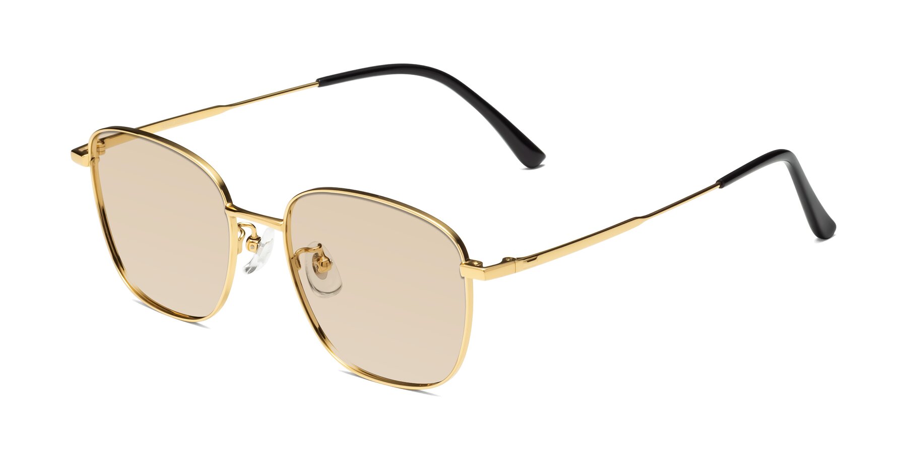 Angle of Tim in Gold with Light Brown Tinted Lenses