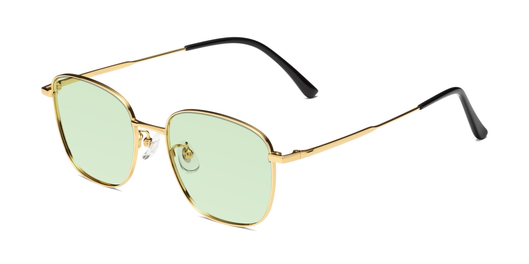 Angle of Tim in Gold with Light Green Tinted Lenses