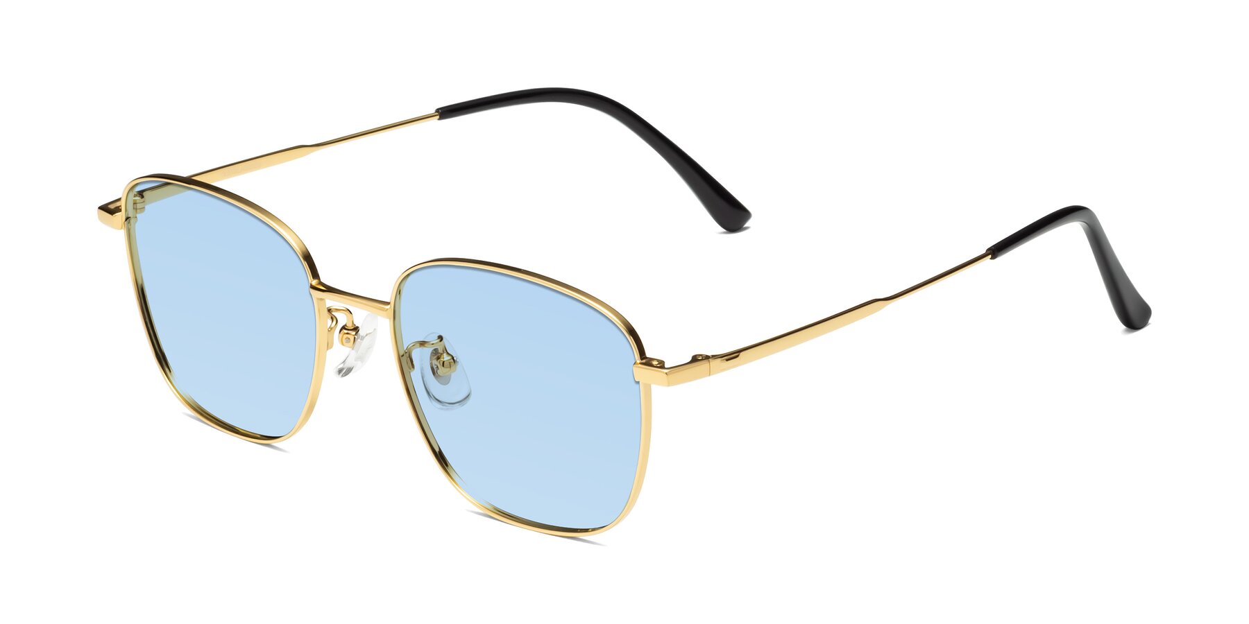 Angle of Tim in Gold with Light Blue Tinted Lenses