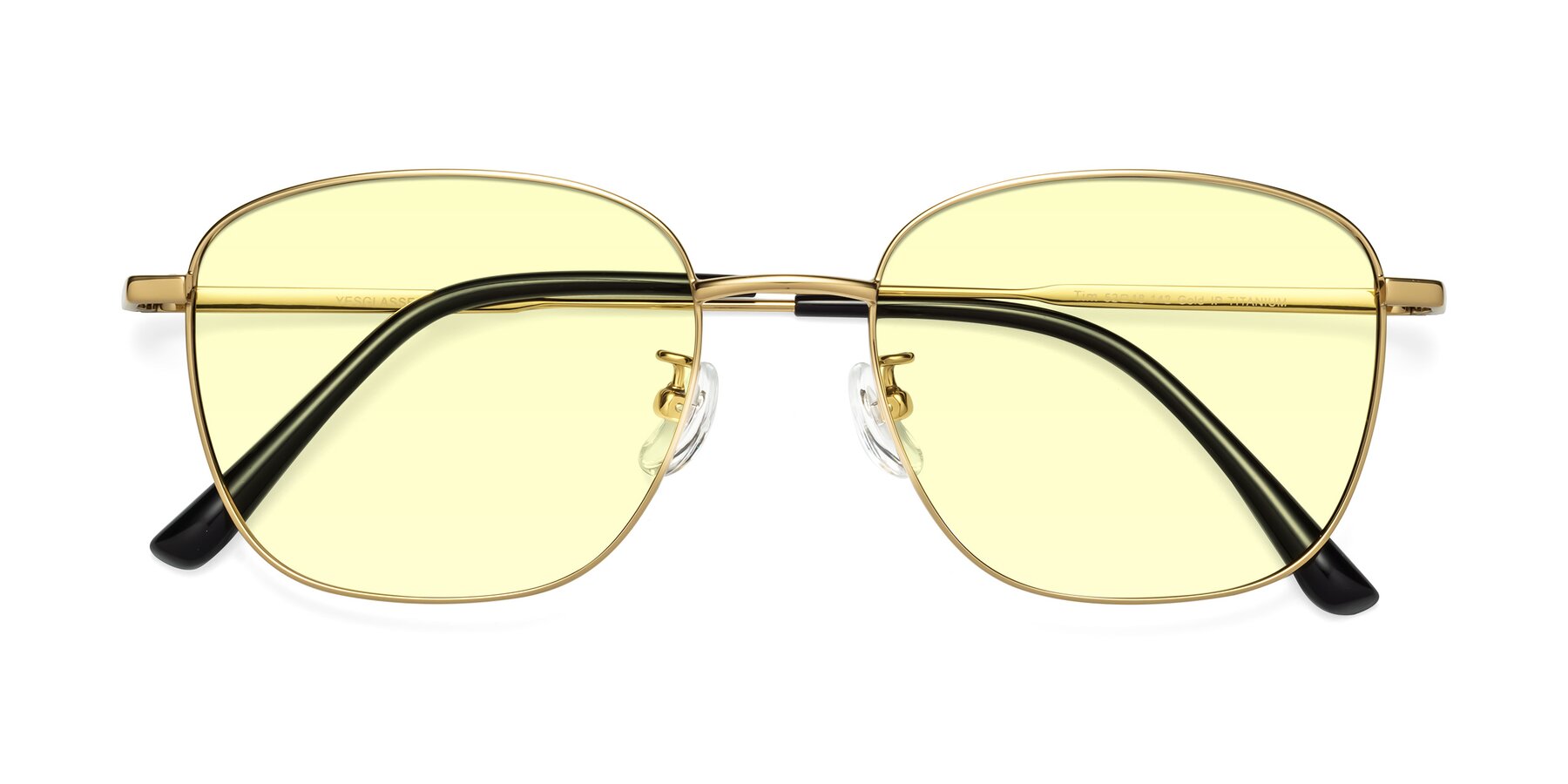 Folded Front of Tim in Gold with Light Yellow Tinted Lenses