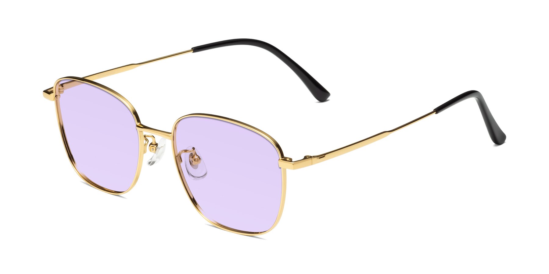 Angle of Tim in Gold with Light Purple Tinted Lenses