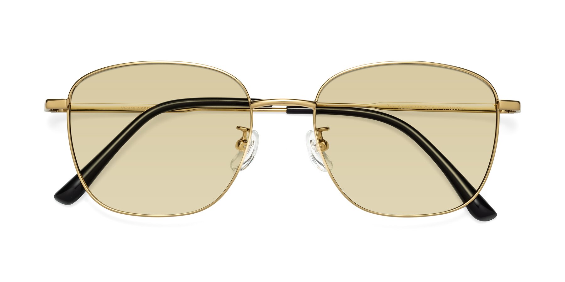 Folded Front of Tim in Gold with Light Champagne Tinted Lenses