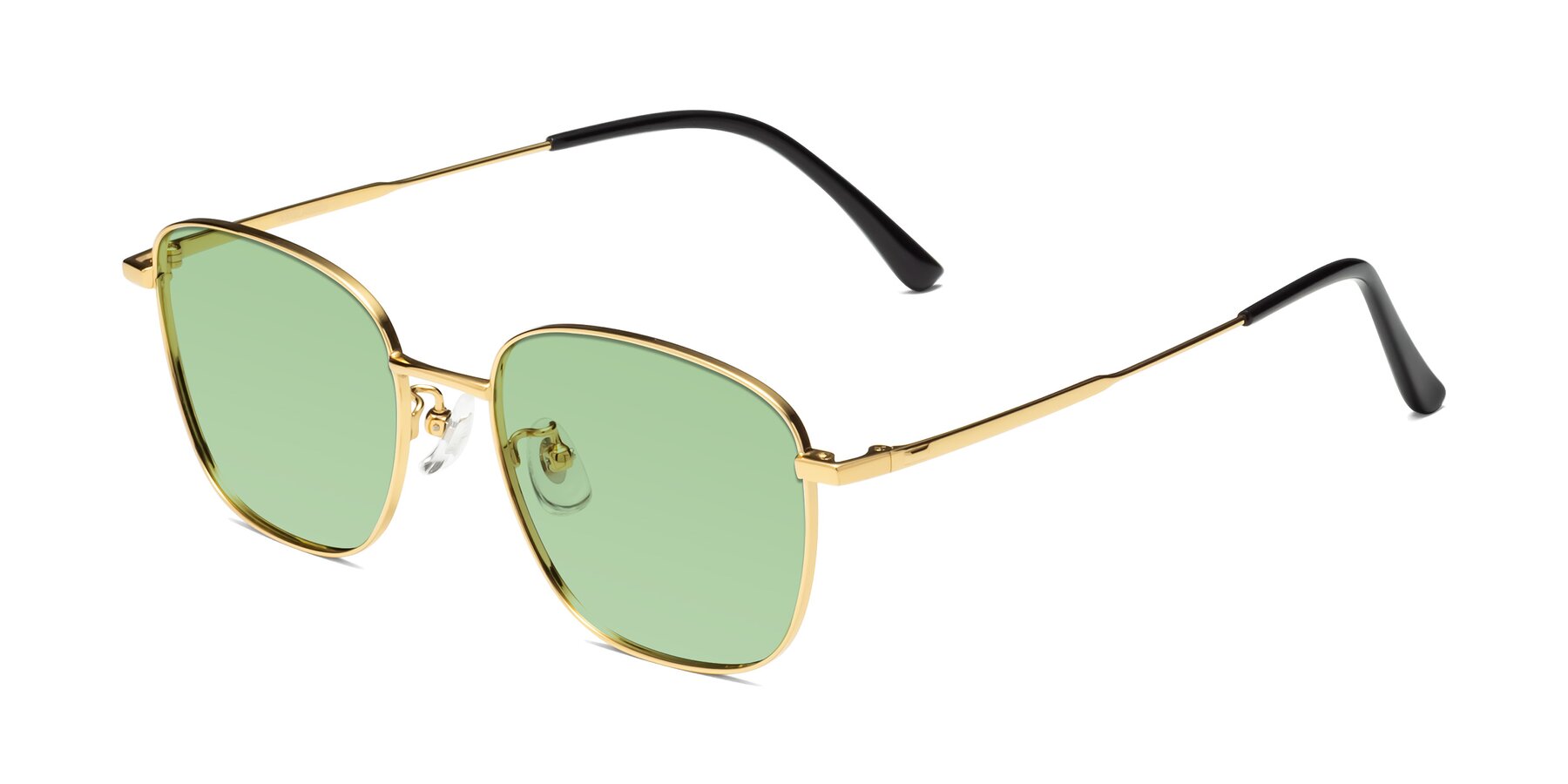 Angle of Tim in Gold with Medium Green Tinted Lenses