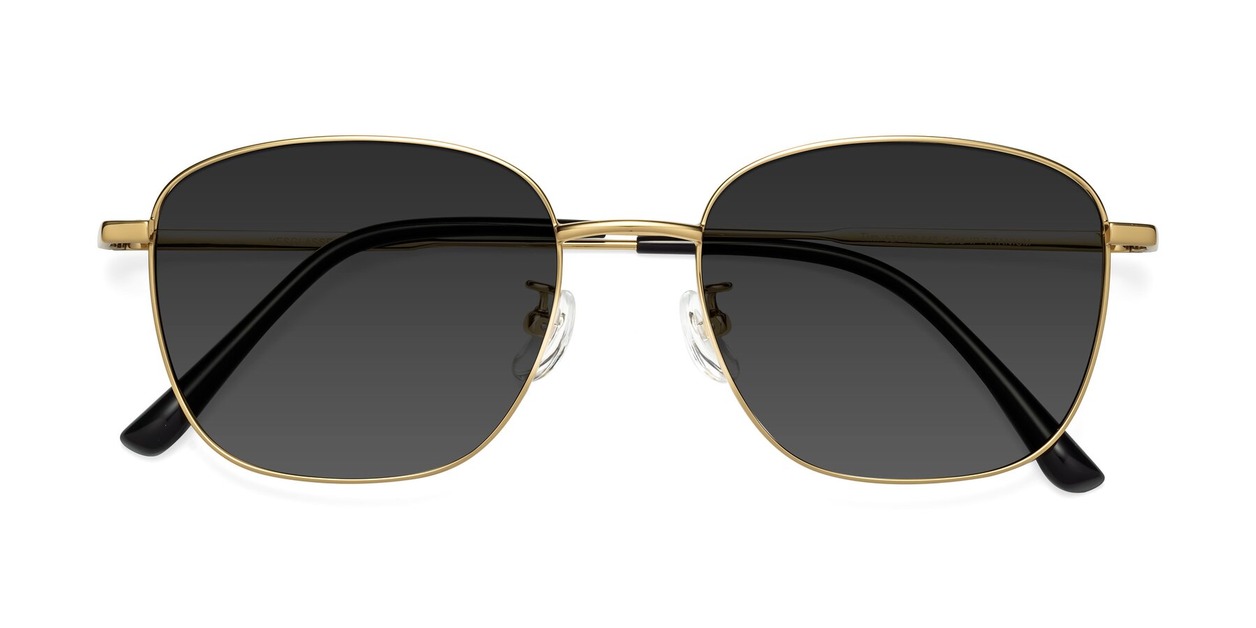 Folded Front of Tim in Gold with Gray Tinted Lenses