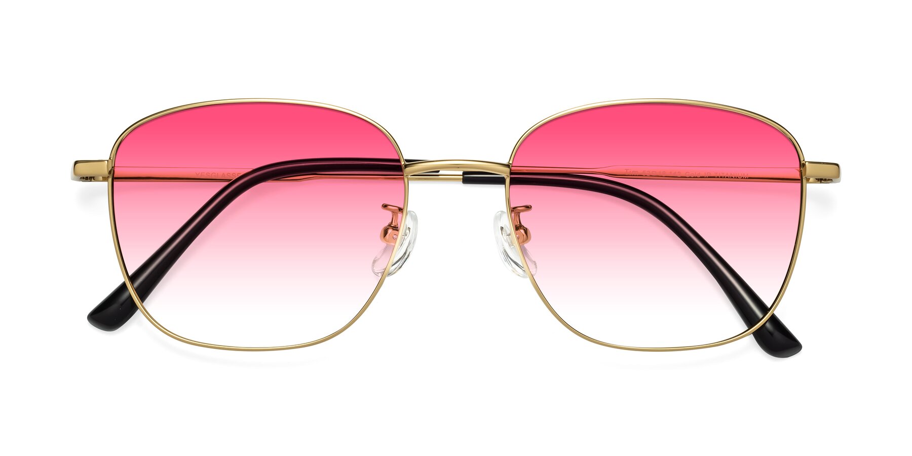 Folded Front of Tim in Gold with Pink Gradient Lenses