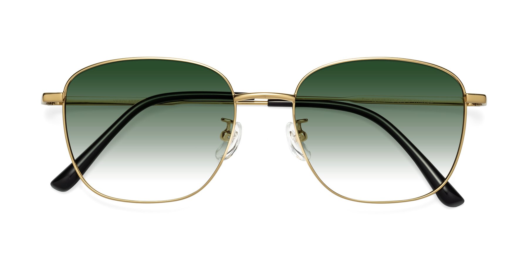 Folded Front of Tim in Gold with Green Gradient Lenses