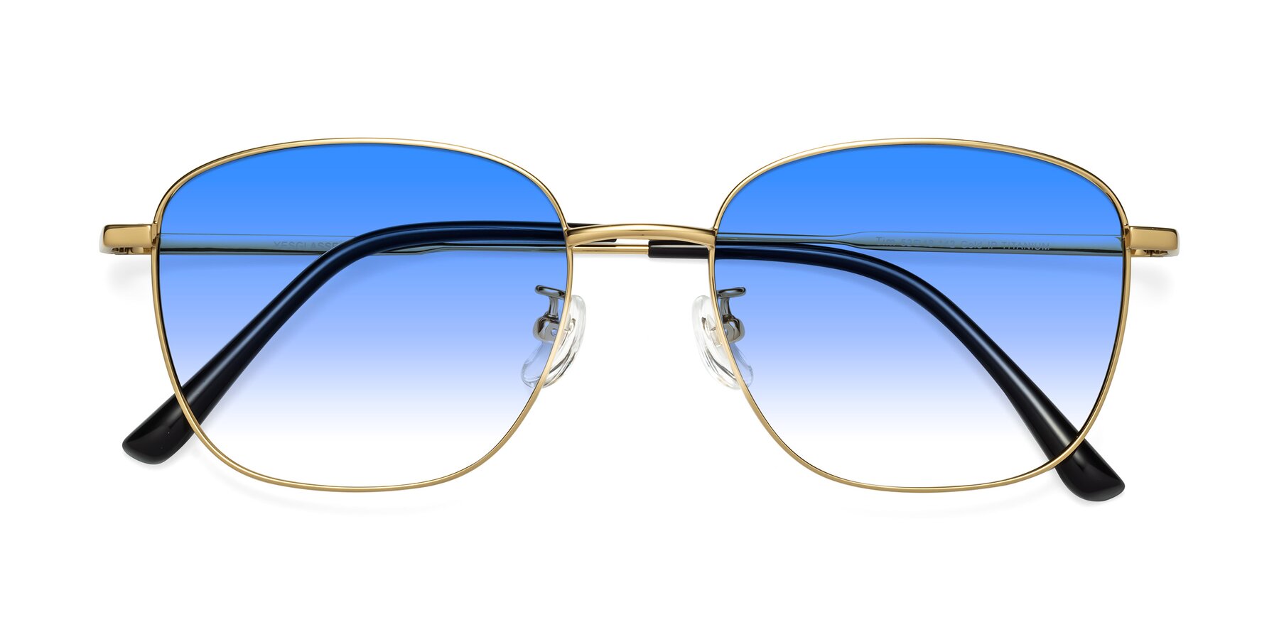 Folded Front of Tim in Gold with Blue Gradient Lenses