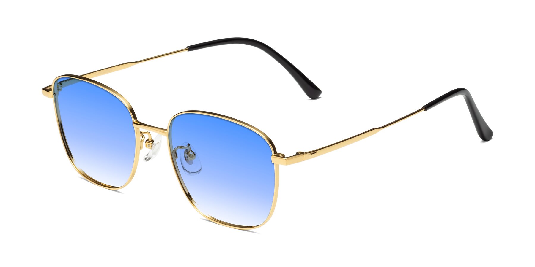 Angle of Tim in Gold with Blue Gradient Lenses