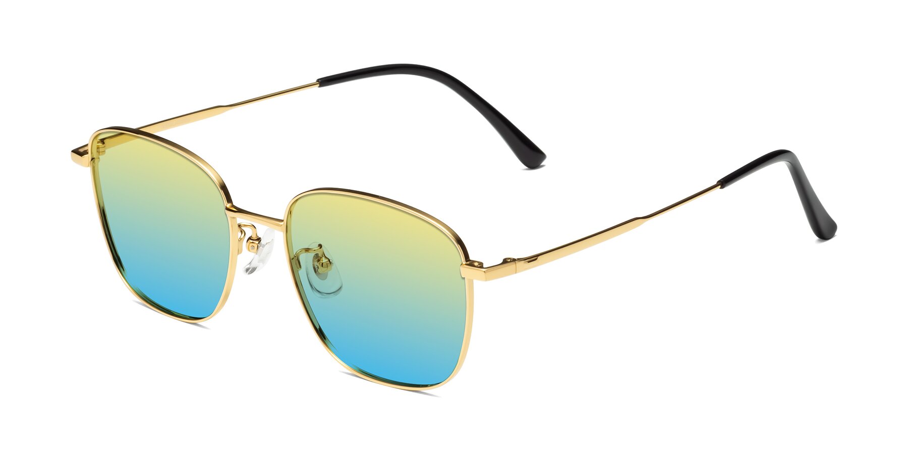 Angle of Tim in Gold with Yellow / Blue Gradient Lenses