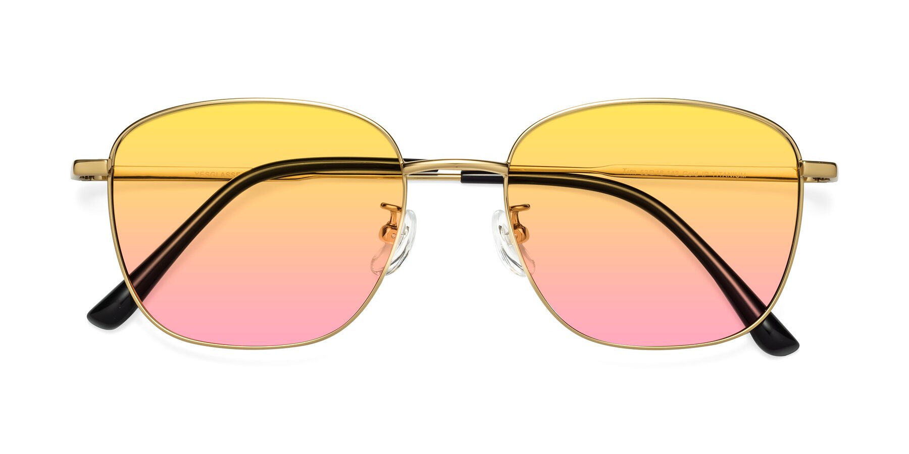 Folded Front of Tim in Gold with Yellow / Pink Gradient Lenses