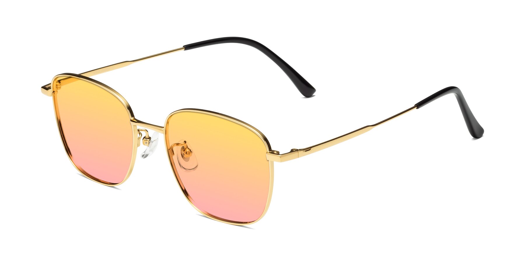 Angle of Tim in Gold with Yellow / Pink Gradient Lenses