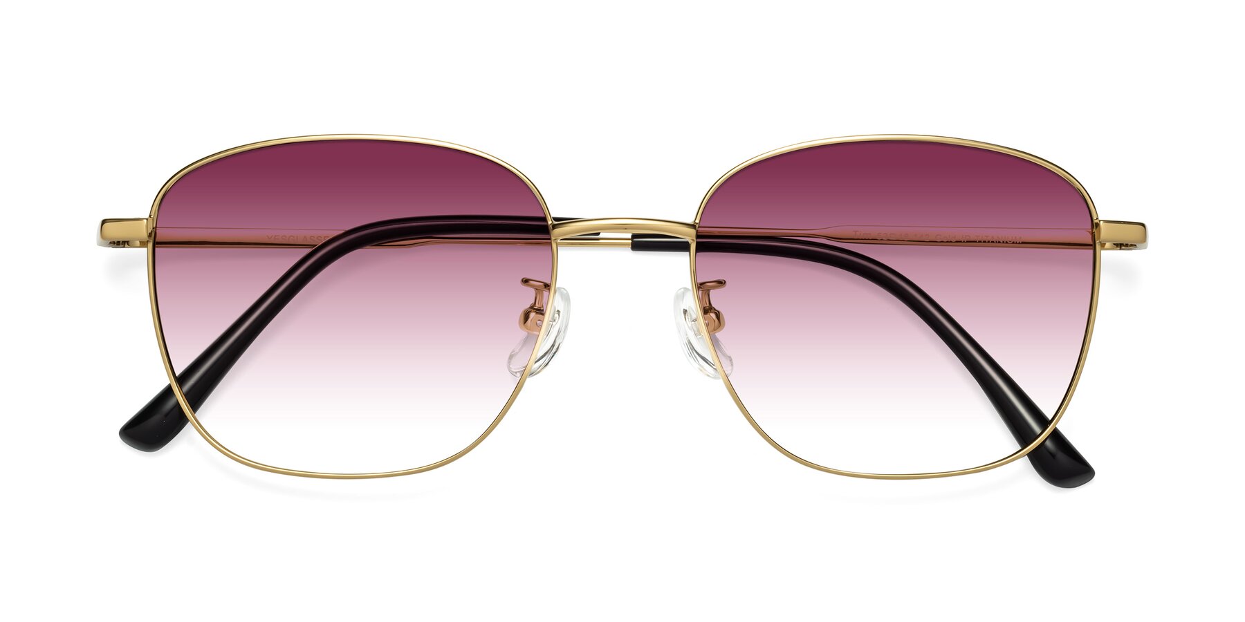 Folded Front of Tim in Gold with Wine Gradient Lenses