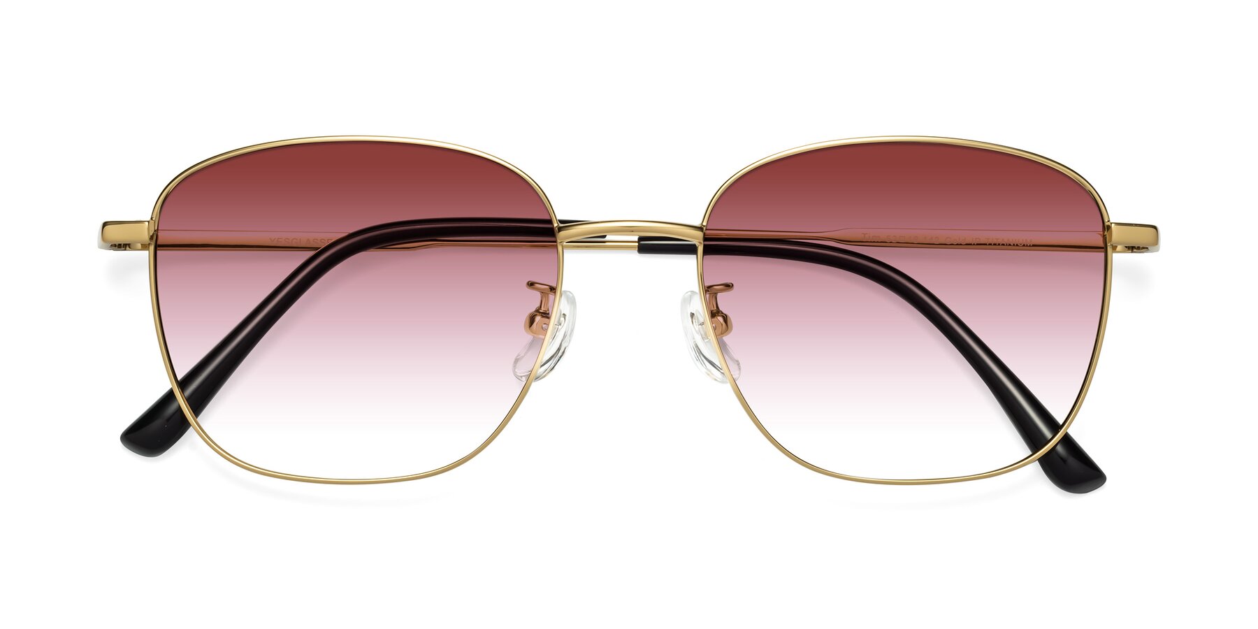 Folded Front of Tim in Gold with Garnet Gradient Lenses