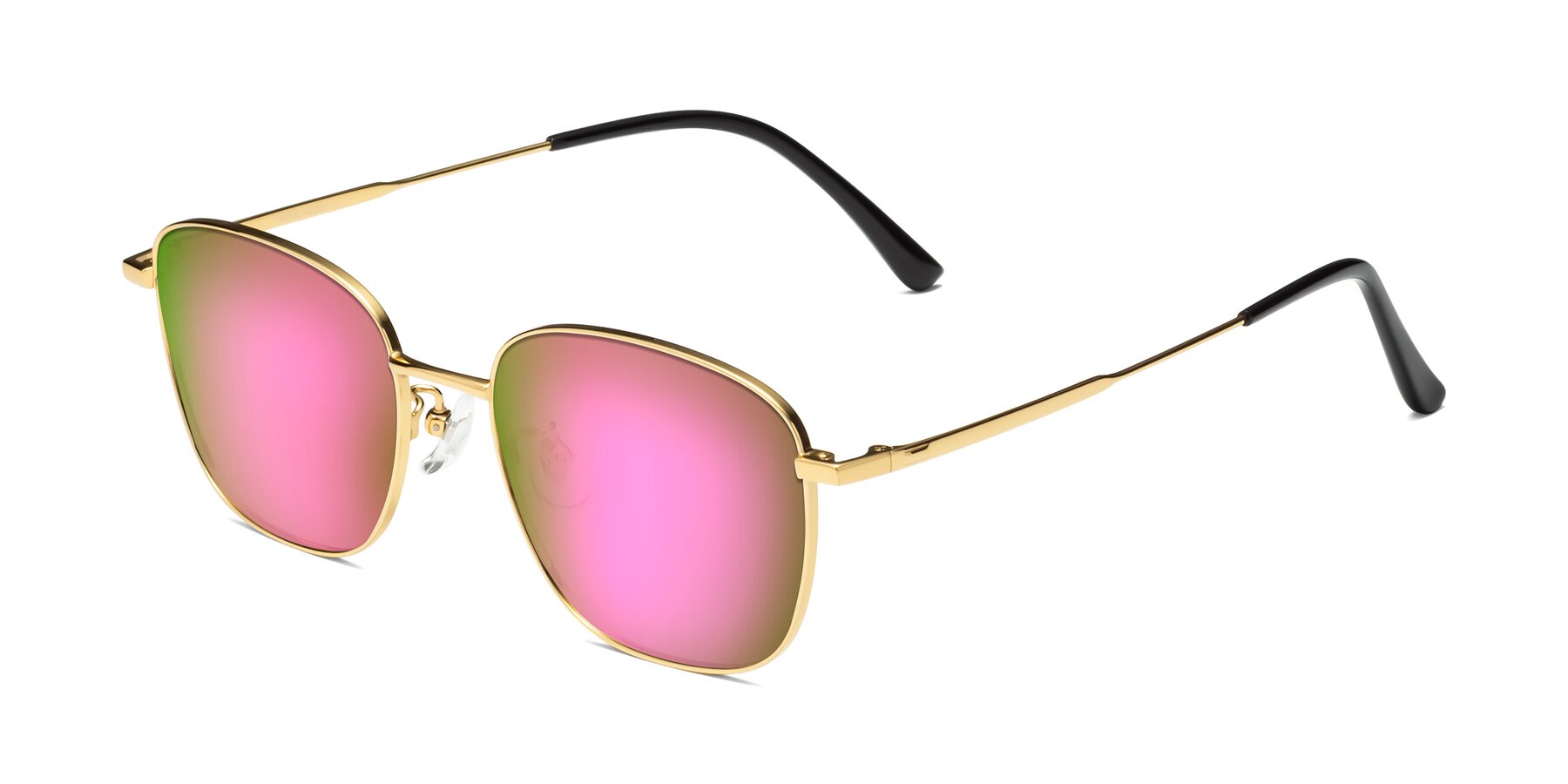 Angle of Tim in Gold with Pink Mirrored Lenses