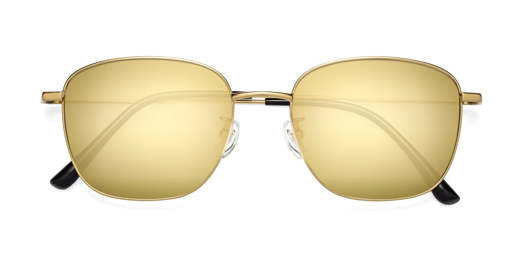 Folded Front of Tim in Gold with Gold Mirrored Lenses