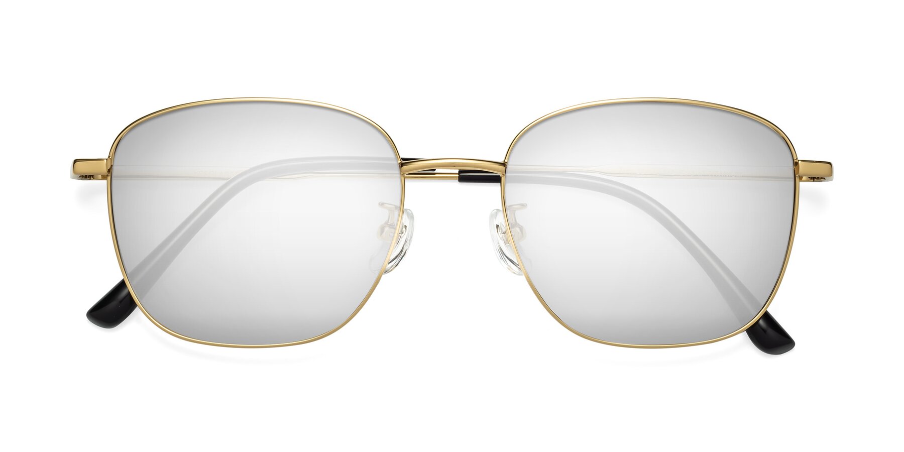 Folded Front of Tim in Gold with Silver Mirrored Lenses