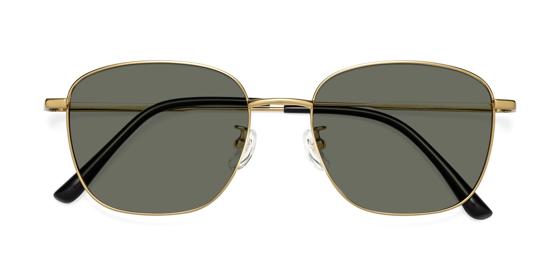 Folded Front of Tim in Gold with Gray Polarized Lenses