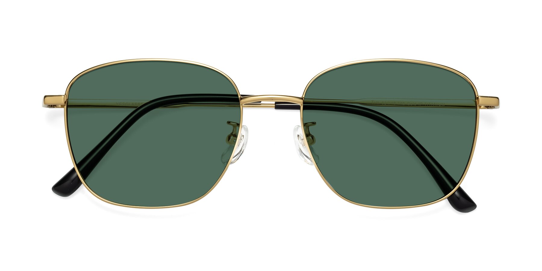 Folded Front of Tim in Gold with Green Polarized Lenses
