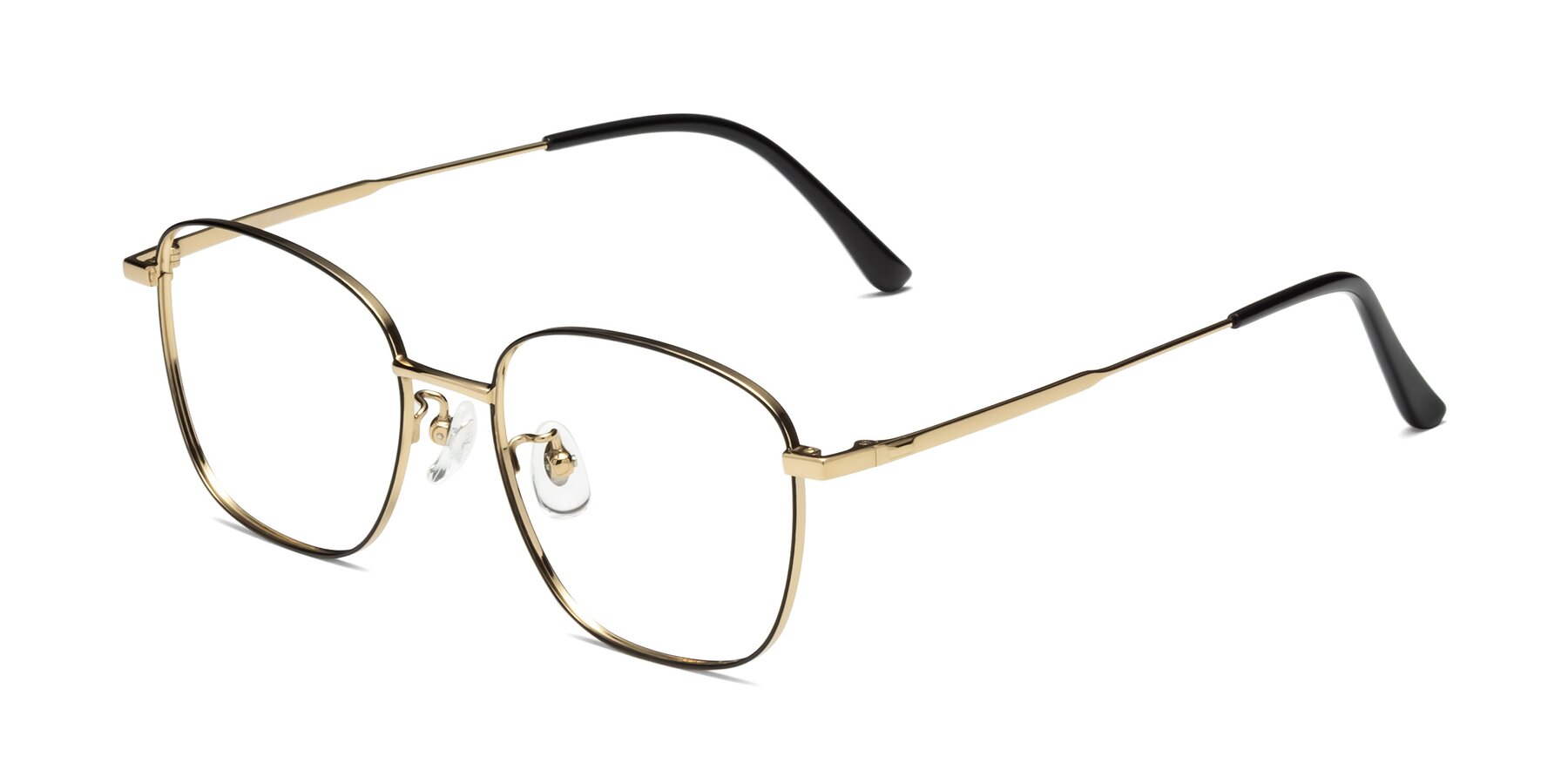 Angle of Tim in Black-Gold with Clear Reading Eyeglass Lenses
