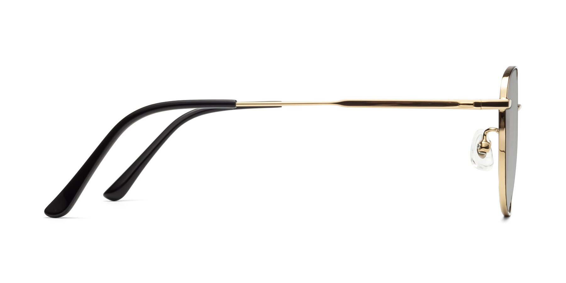 Side of Tim in Black-Gold with Light Gray Tinted Lenses