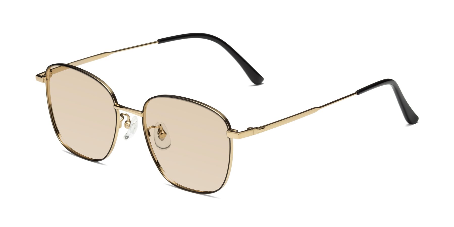 Angle of Tim in Black-Gold with Light Brown Tinted Lenses