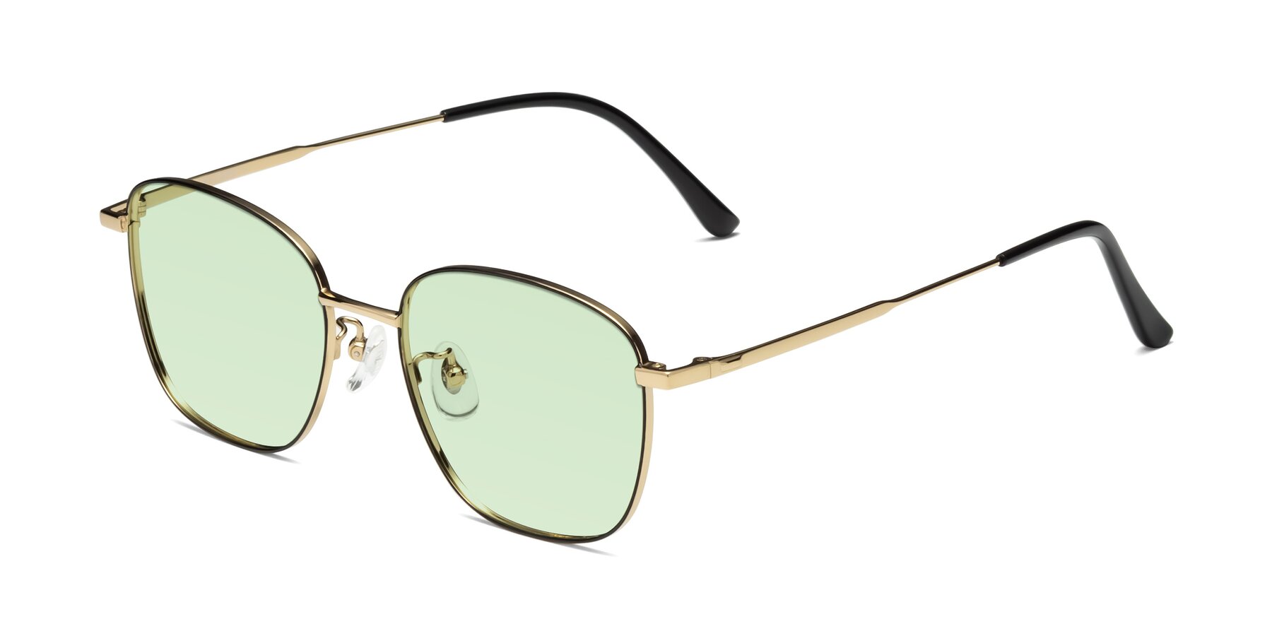 Angle of Tim in Black-Gold with Light Green Tinted Lenses