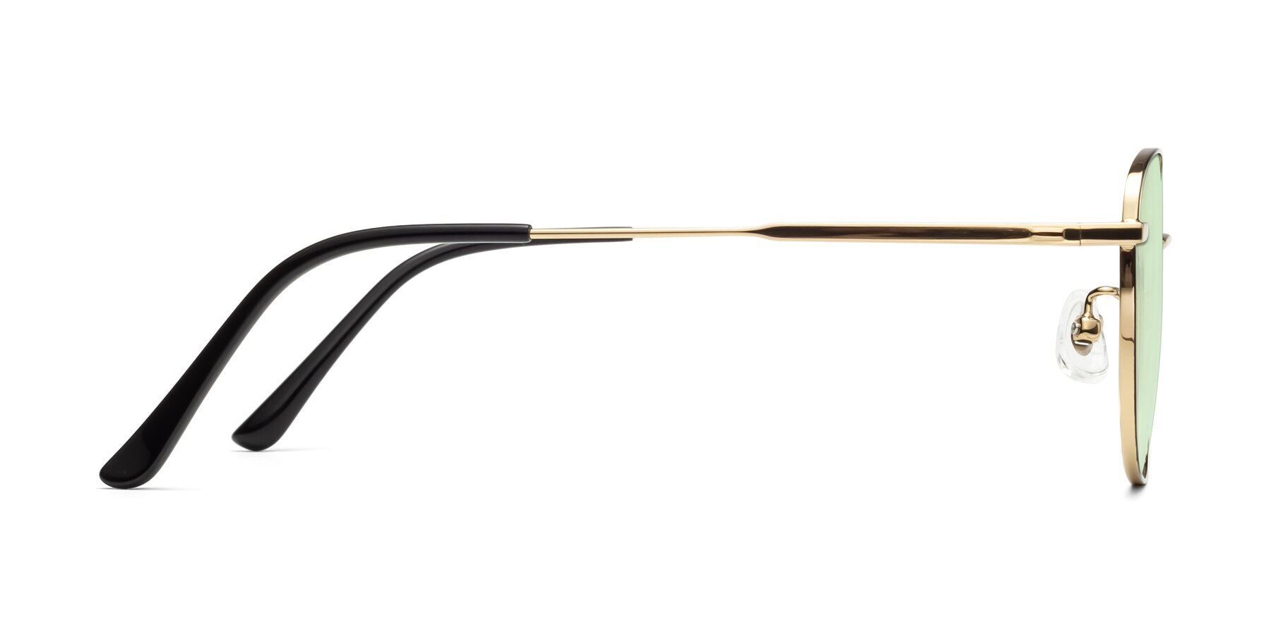 Side of Tim in Black-Gold with Light Green Tinted Lenses