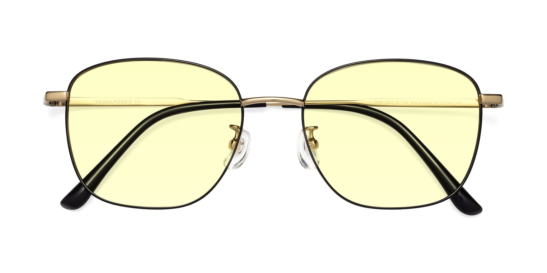 Folded Front of Tim in Black-Gold with Light Yellow Tinted Lenses