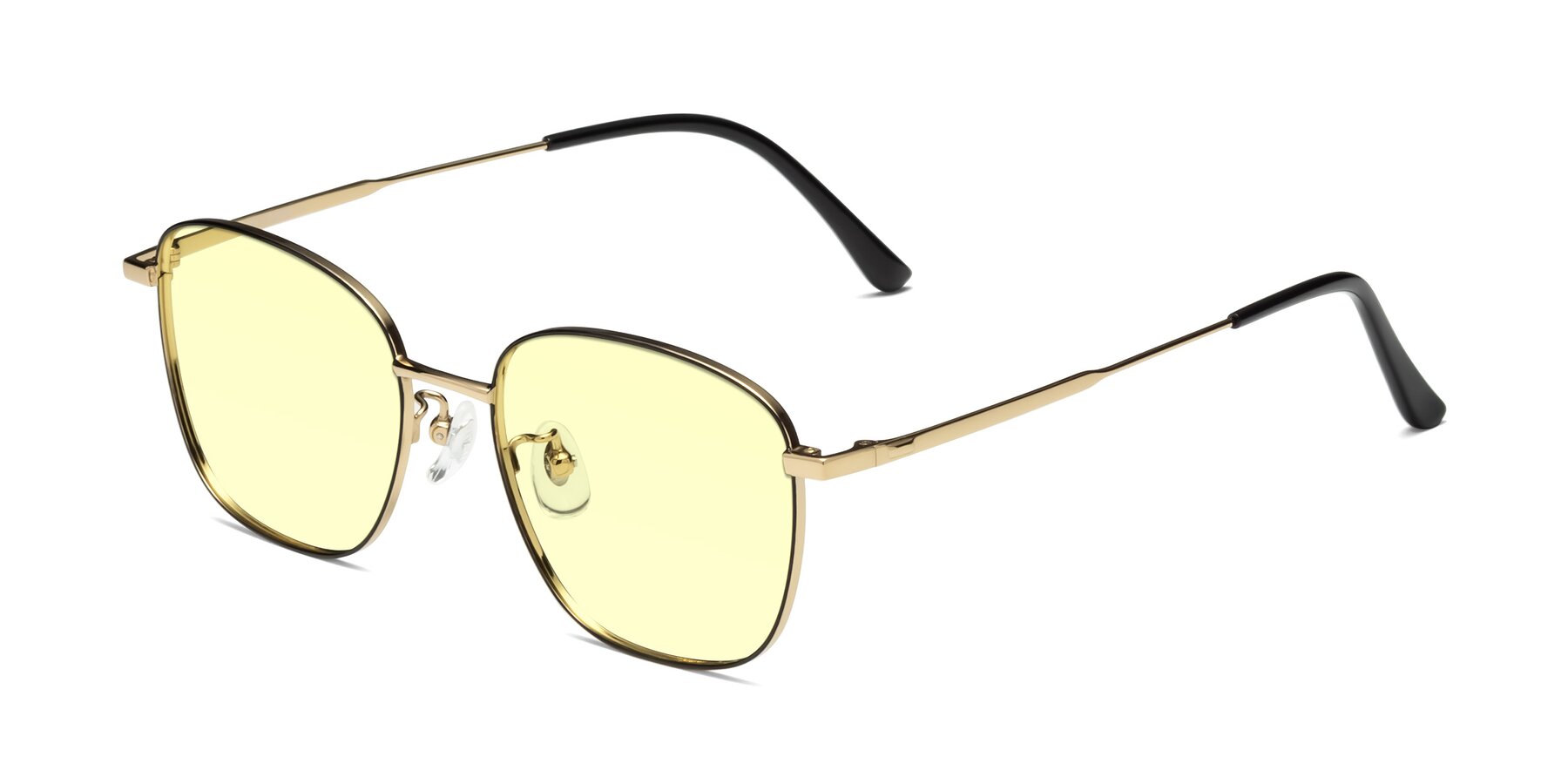 Angle of Tim in Black-Gold with Light Yellow Tinted Lenses