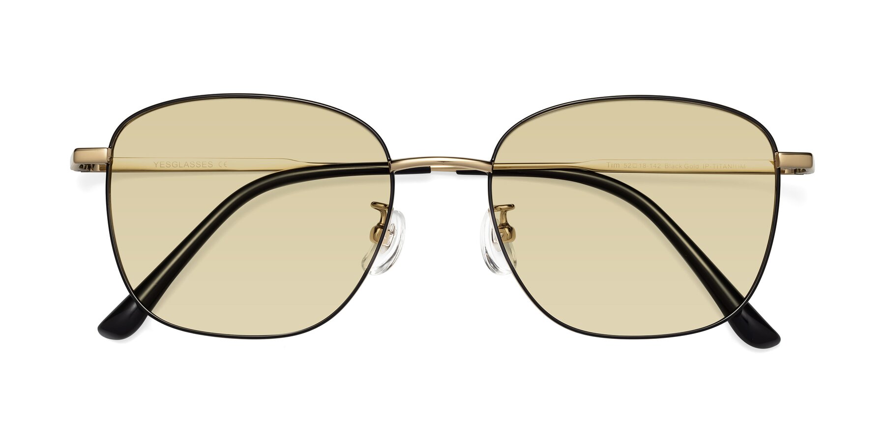 Folded Front of Tim in Black-Gold with Light Champagne Tinted Lenses