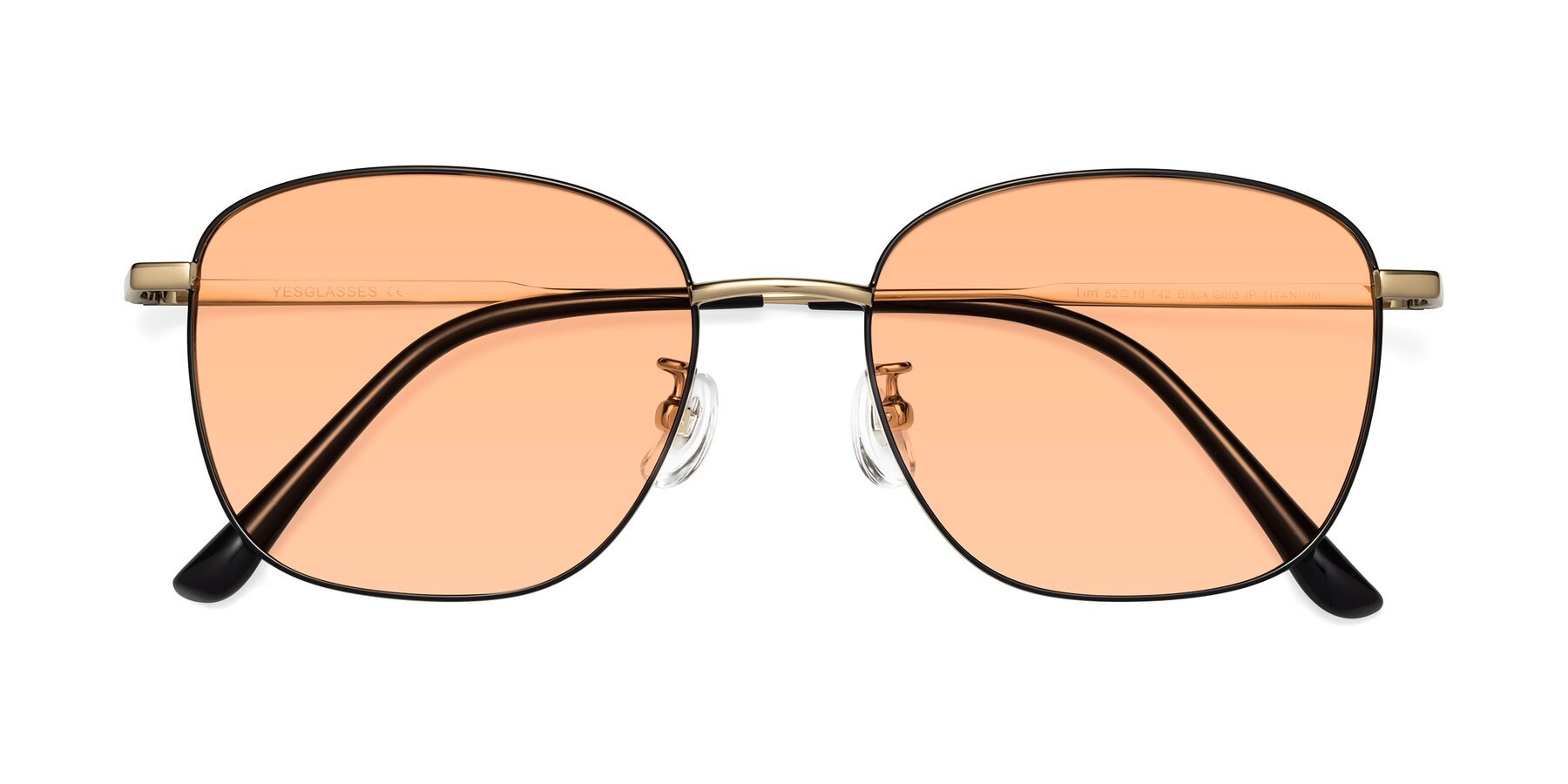 Folded Front of Tim in Black-Gold with Light Orange Tinted Lenses