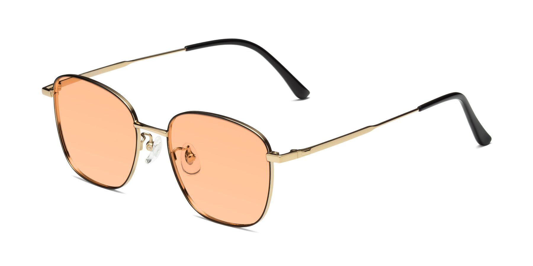 Angle of Tim in Black-Gold with Light Orange Tinted Lenses