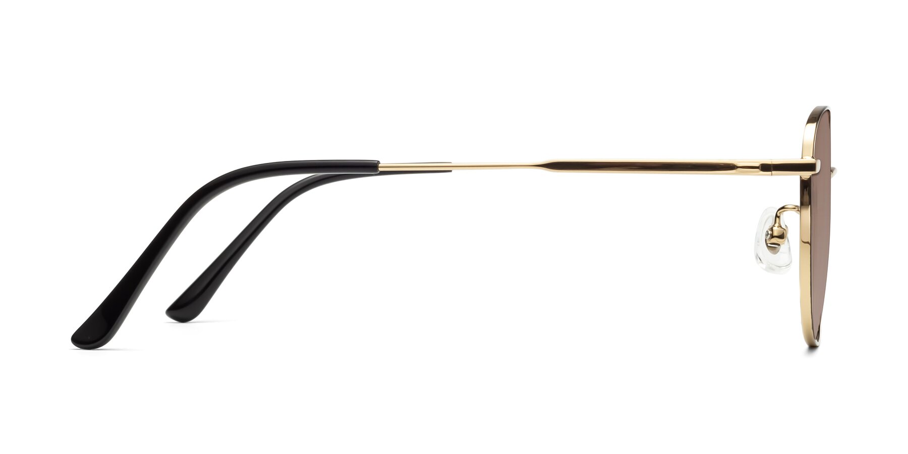 Side of Tim in Black-Gold with Medium Brown Tinted Lenses