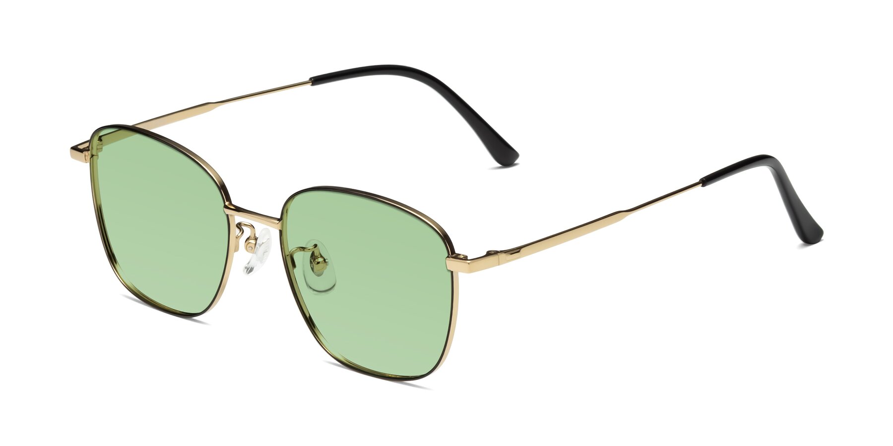 Angle of Tim in Black-Gold with Medium Green Tinted Lenses