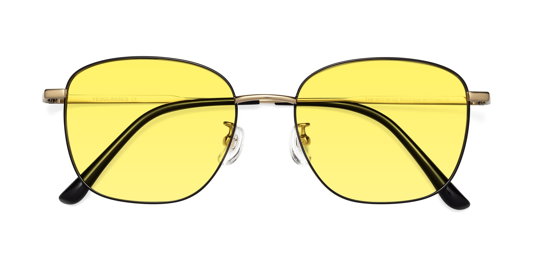 Folded Front of Tim in Black-Gold with Medium Yellow Tinted Lenses